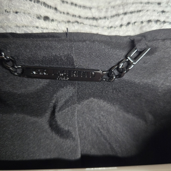 Karl Lagerfeld Black and White Tweed Blazer with Tailored Silhouette 16 - Picture 6 of 6